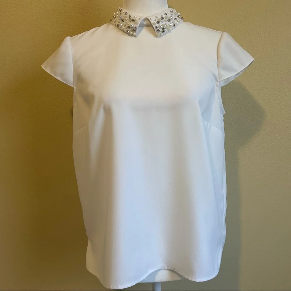 Ted Baker Jaylen Embellished Collar Blouse Top size 2 (US 6) - Picture 2 of 16